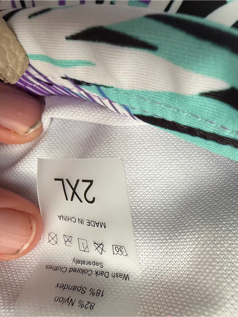 ✨ 3 for $15 sale - Tropical Leaf High-Waist Bikini Bottoms - Teal & Purple - Picture 3 of 4